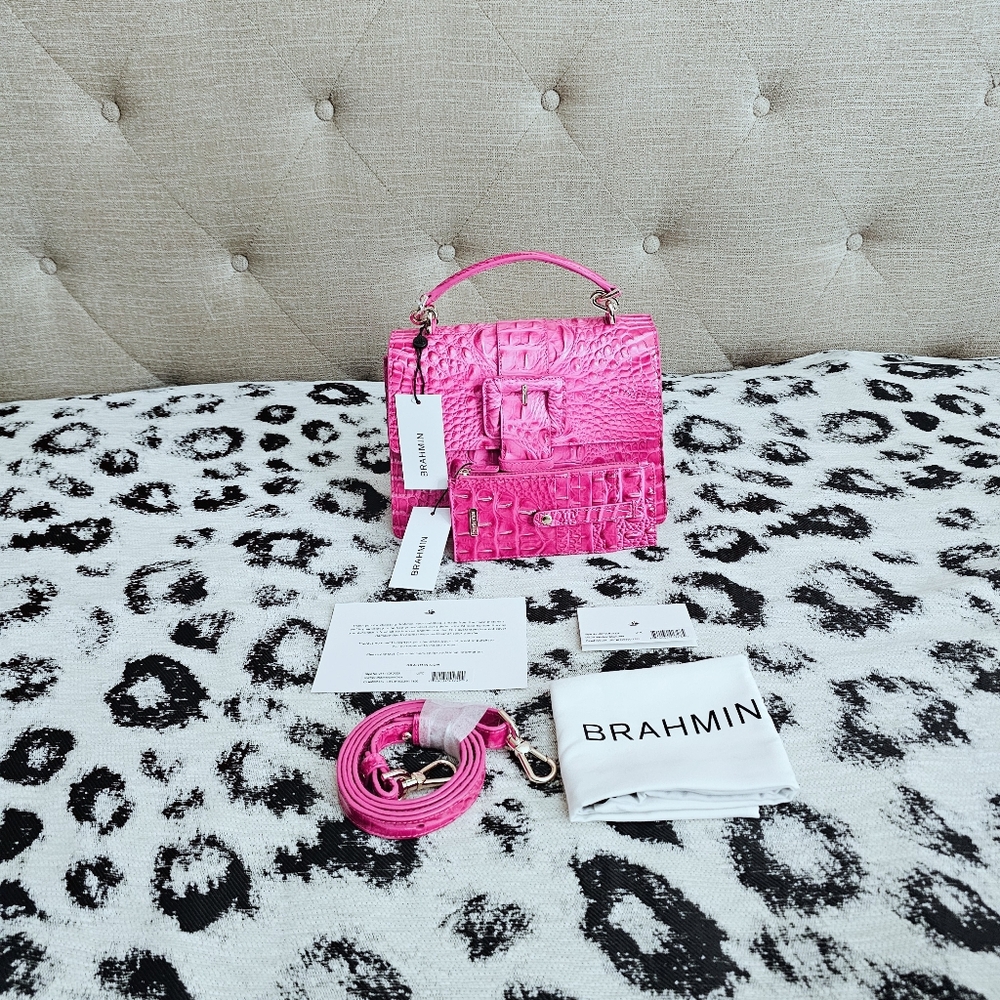 NWT Brahmin AFFECTION OMBRE Small Hallie w/Credit Card Wallet